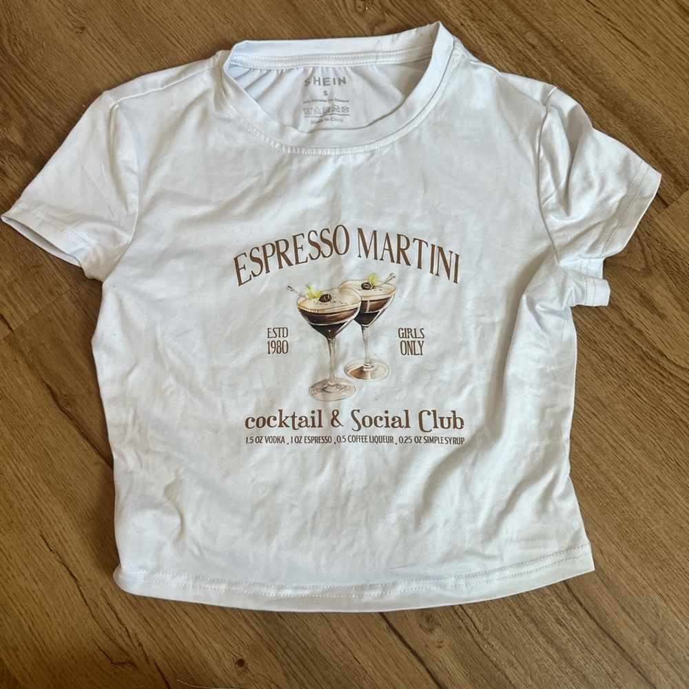 SHEIN White Espresso Martini Graphic Tee